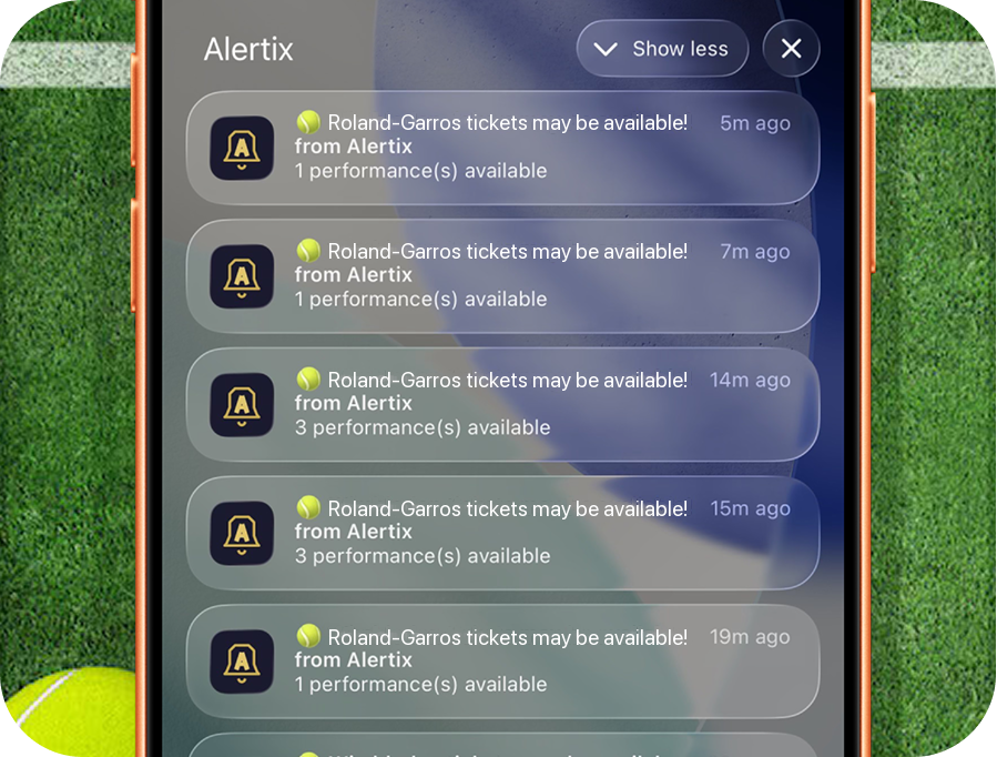 Alertix Roland-Garros push notifications