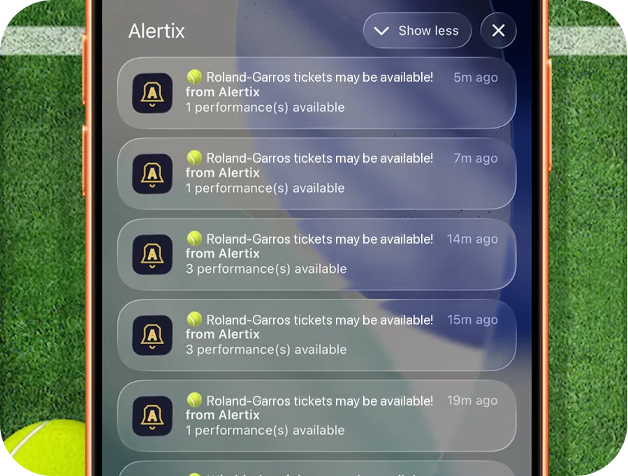 Alertix Roland-Garros push notifications